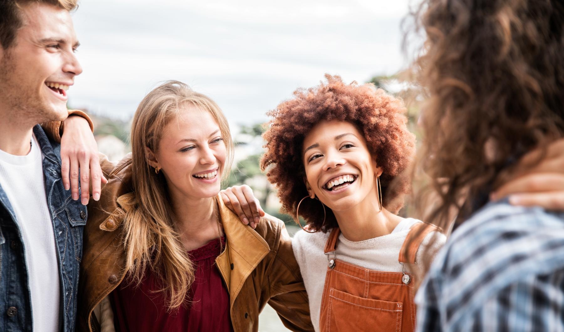 a group of people smiling